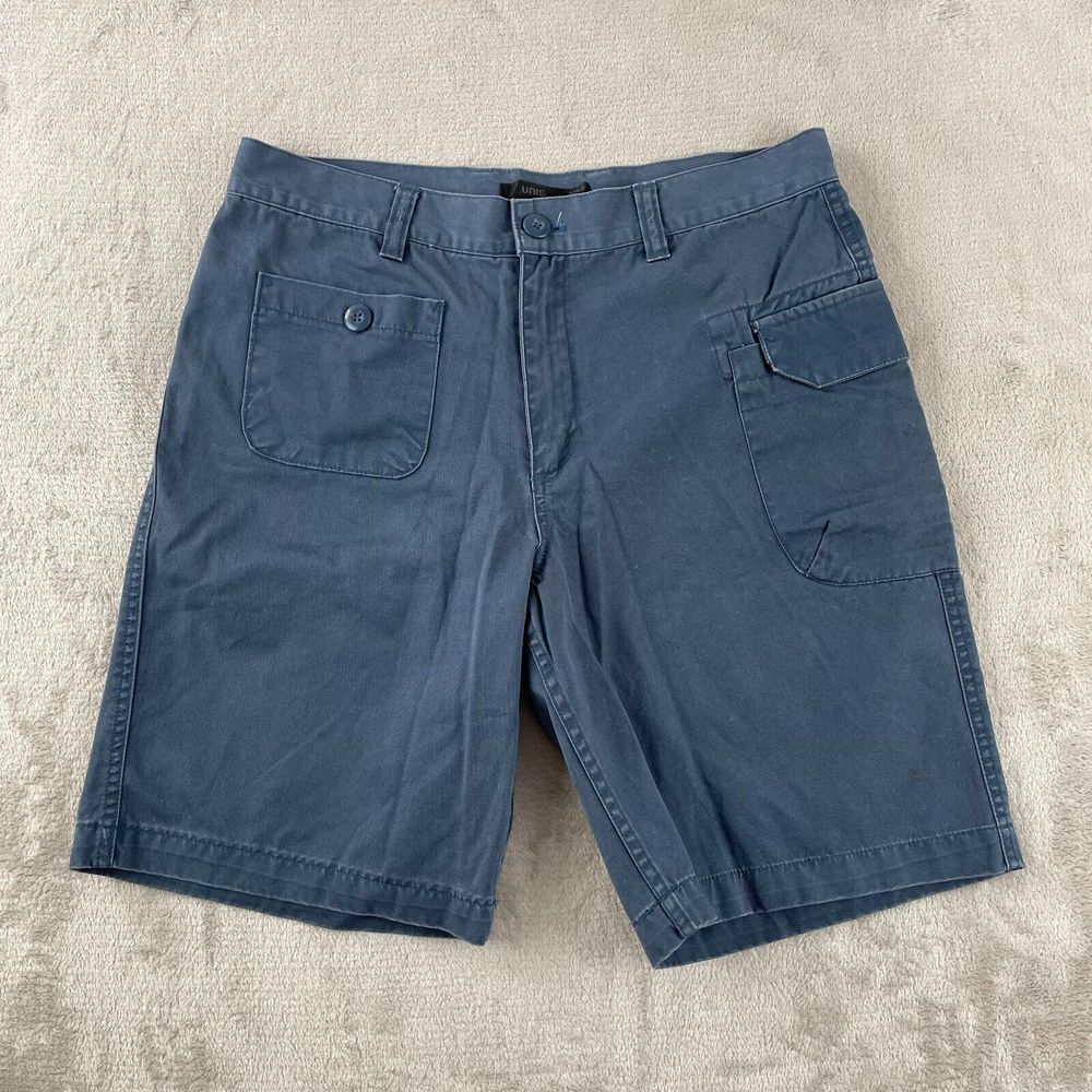 UNIS Field Cargo Shorts Men Medium‎ (32x9) Blue Chino Zip Fly Made in Korea
